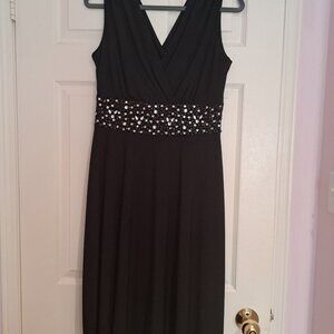 Black Sleevekess Dress with Sequence